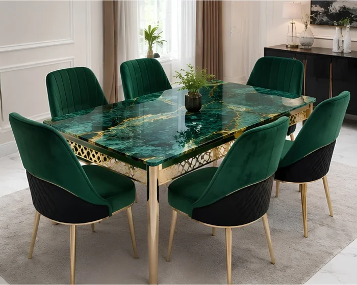 Modern Dining Table with 6 Chairs Set – Stylish Dining Furniture for Family Gatherings and Everyday Meals