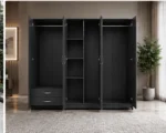 Charcoal Grey 6 Door Wardrobe with Drawers – Contemporary Bedroom Storage - Image 2