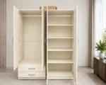 Elegant 4 Door Wardrobe Design with 2 Mirror Panels and 2 Convenient Storage Drawers - Image 5