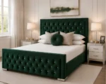 Emerald Green Hilton Super King Bed with Mattress – 6ft | 200 × 200 cm Luxury Upholstered Frame - Image 5