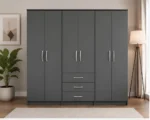 Stylish Large Wardrobe with 6 Doors Designed with Three Practical Drawers