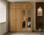 Modern Mirrored 4 Door Wardrobe with Spacious Drawer Storage