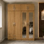 Modern Mirrored 4 Door Wardrobe with Spacious Drawer Storage