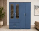 Stylish 4 Door Bedroom Storage Wardrobe with 2 Mirrors and 2 Spacious Drawers