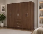 Premium 6 Door Clothes Storage Spacious Wardrobe with Triple Drawers - Image 3