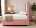 Blush Pink Ottoman Single Bed – Elegant 3ft Frame with Hidden Storage - Image 3