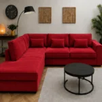 Modern Red L-Shaped Sectional Sofa | Elegant Luxury Corner Couch