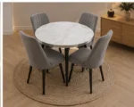 Modern Home Dining Table Set with Round Table and 4 Chairs
