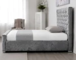 Silver Velvet Florida Single Bed Frame - 90 × 190 cm Upholstered Bed - Image 3