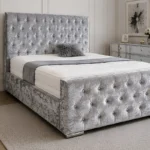 Premium Silver Florida 5ft Bed – 180 × 200 cm Elegant Upholstered King Size Design