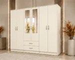 Luxury Bedroom Storage Wardrobe with Six Doors and Center Mirrors - Image 2