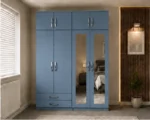 Modern 4 Door Wardrobe with 4 Drawers & 2 Long Mirrors