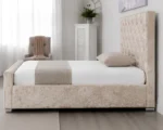 Luxury Soft Beige Florida Single Bed with Mattress -Crystal Button 3ft Bed - Image 4