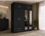 4 Door Mirrored Wardrobe with 4 Drawers – Stylish Bedroom Furniture - Image 3
