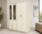Elegant 4 Door Wardrobe Design with 2 Mirror Panels and 2 Convenient Storage Drawers - Image 2