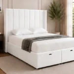 Pearl White Super King Bed – Premium Upholstered 200×200cm Ottoman Frame with Generous Storage