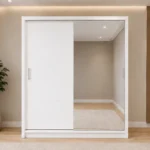 Contemporary Bedroom Sliding Wardrobe with Full-Length Mirror – Premium Storage Cabinet Featuring 2 Sliding Doors, Spacious Shelves, Hanging Rails and Elegant Modern Design