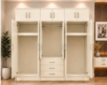 Cream 6 Door Mirror Wardrobe – Sophisticated Furniture for Modern Bedrooms - Image 4