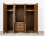 6 Door Wooden Wardrobe with 3 Drawers & Double Mirrors  –   Bedroom Storage Cabinet - Image 5