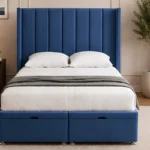 Navy Blue 4ft6 Storage Bed – Stylish Ottoman Design with Padded Headboard