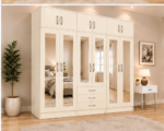 Cream 6 Door Mirror Wardrobe – Sophisticated Furniture for Modern Bedrooms - Image 3