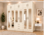 Bright White 6 Door Wardrobe with Full Length Mirrors – Spacious Home Storage - Image 3