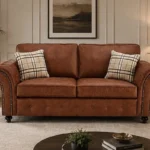 Oakland 3 Seater Leather Sofa – Classic Rolled Arm Design Luxury Comfortable Couch with Deep Cushions & Elegant Finish