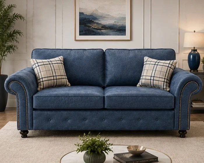 Oakland 3 Seater Fabric Sofa – Classic Rolled Arm Design Stylish & Comfortable Couch with Deep Cushions & Premium Finish