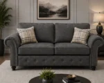 Oakland 3 Seater Fabric Sofa – Dark Grey Classic Design Modern Comfortable Couch with Deep Cushions & Elegant Finish