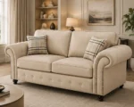 Oakland 3 Seater Fabric Sofa – Elegant Rolled Arm Design Luxury Comfortable Couch with Deep Cushions & Classic Finish - Image 5