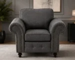 Oakland Sofa – Luxury Grey Curved Arm Design - Premium Comfort & Elegant Finish
