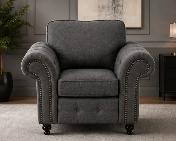 Oakland Sofa – Luxury Grey Curved Arm Design - Premium Comfort & Elegant Finish