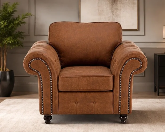 Oakland Sofa – Luxury Brown Curved Arm Design - Premium Comfort & Elegant Finish