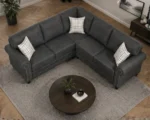 Charcoal Corner Sofa – Modern Comfort with Classic Elegance - Image 2