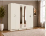Modern 6 Door Wardrobe with 2 Full-Length Mirrors Spacious Bedroom Storage - Custom Colours & Sizes Available - Image 4