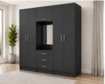 Graphite Grey 6 Door Wardrobe with Centre Mirror – Refined Bedroom Storage - Image 2