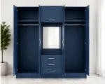 Ocean Blue 6 Door Wardrobe with Centre Mirror – Stylish Bedroom Storage - Image 3