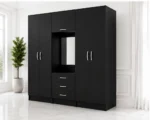 Black Finish 6 door Wardrobe with 3 Drawers – Premium Storage for Modern Bedrooms - Image 2