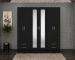 Large 6 Door Wardrobe with Mirrors, Drawers and Shelf Storage | Elegant Modern Bedroom Storage Solution with Spacious Compartments - Image 2