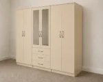 6 Door  Wardrobe with 3 Drawers & Double Mirrors  –  Modern Bedroom Storage Cabinet - Image 5