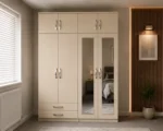 Contemporary 4 Door Wardrobe with 2 Mirrors & 4 Bottom Drawers