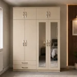 Contemporary 4 Door Wardrobe with 2 Mirrors & 4 Bottom Drawers