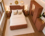 Designer Bedroom Furniture Set – Double Bed, Six Door Mirrored Wardrobe with Four Bottom Drawers & Matching Furniture - Image 5