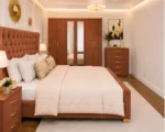 Designer Bedroom Furniture Set – Double Bed, Six Door Mirrored Wardrobe with Four Bottom Drawers & Matching Furniture - Image 3