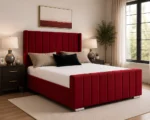Garnet Red Panel Bed with Mattress – Contemporary Double Upholstered Design with Elegant Headboard - Image 4