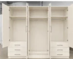 Modern 6 Door Off White Wardrobe with 6 Drawers & Double Mirrors  –  Stylish Bedroom Storage - Image 5