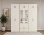 Elegant 6 Door Mirrored Wardrobe Practical Storage with 6 Drawers