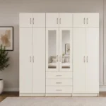 Elegant 6 Door Mirrored Wardrobe Practical Storage with 6 Drawers