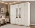 Elegant 6 Door Mirrored Wardrobe Practical Storage with 6 Drawers - Image 2