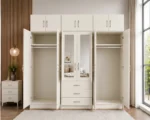 Elegant 6 Door Mirrored Wardrobe Practical Storage with 6 Drawers - Image 4